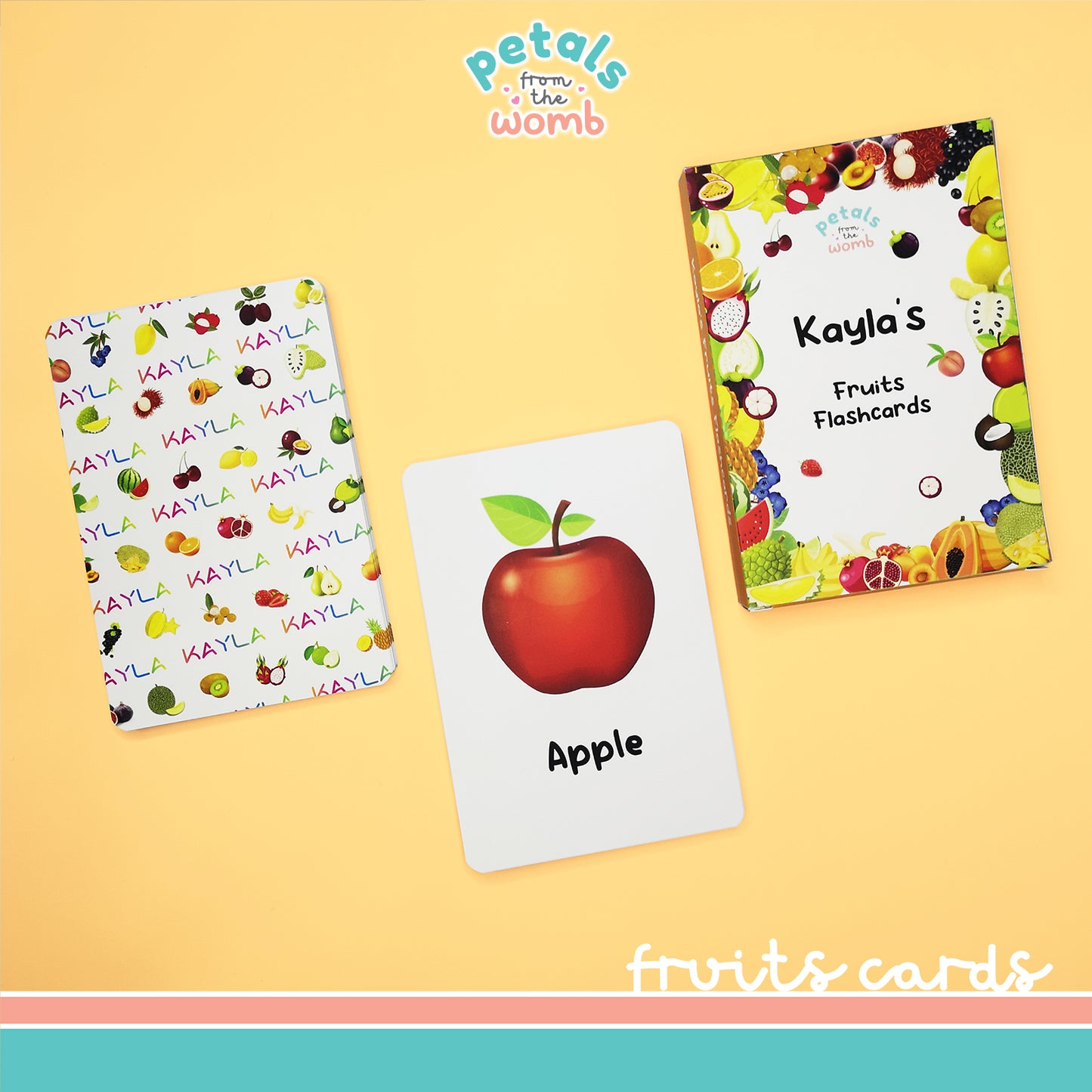 Personalised Fruits Flashcards Educational Gift for Toddlers