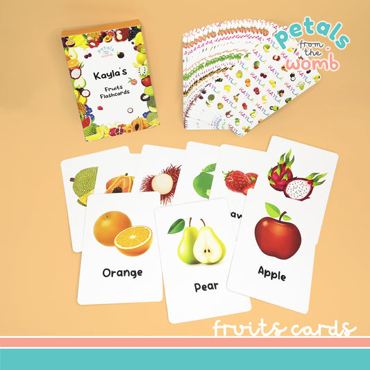 Personalised Gift Fruits Flashcards Learning for children and kids